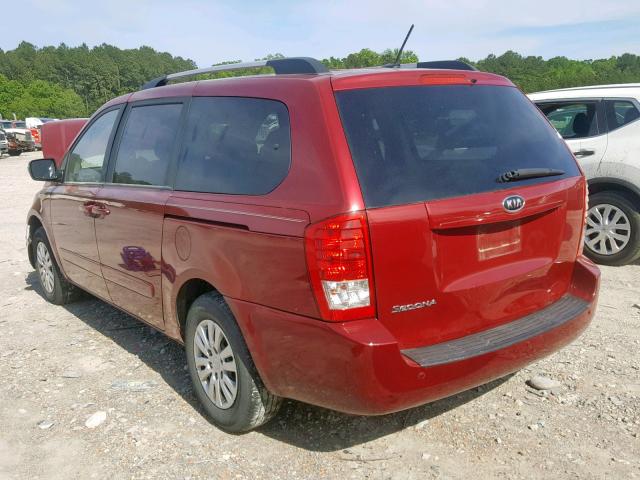 KNDMG4C73B6364636 - 2011 KIA SEDONA LX MAROON photo 3