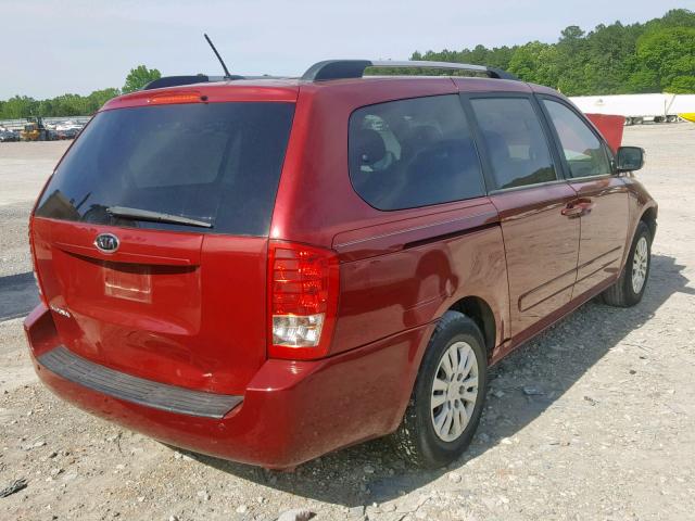 KNDMG4C73B6364636 - 2011 KIA SEDONA LX MAROON photo 4