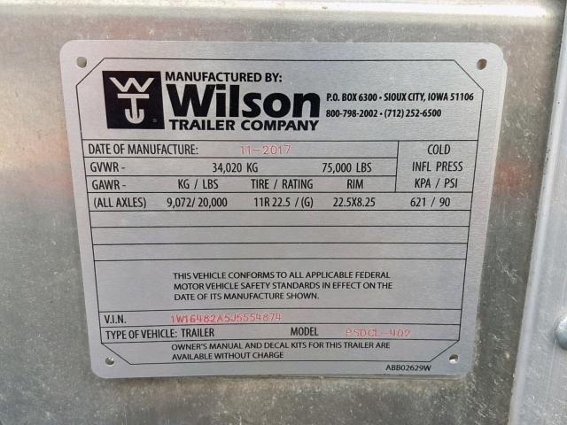 1W16482A5J5554874 - 2018 WILSON TRAILER SILVER photo 10