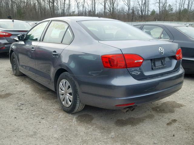 3VW2K7AJ3EM308302 - 2014 VOLKSWAGEN JETTA BASE GRAY photo 3