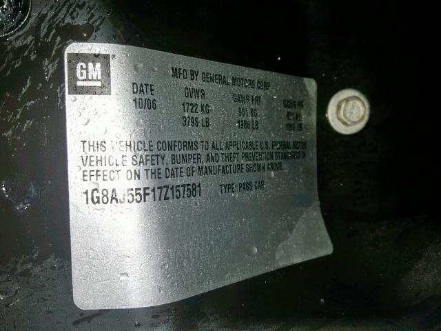 1G8AJ55F17Z157581 - 2007 SATURN ION LEVEL WHITE photo 10