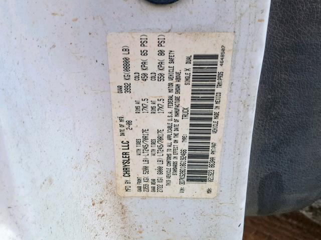 3D7KS28D18G192466 - 2008 DODGE RAM 2500 S თეთრი ფოტო 10