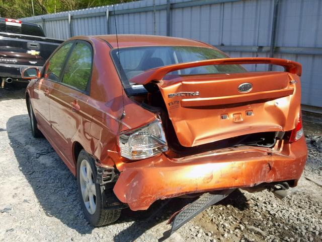 KNAFE121985016779 - 2008 KIA SPECTRA EX ORANGE photo 3