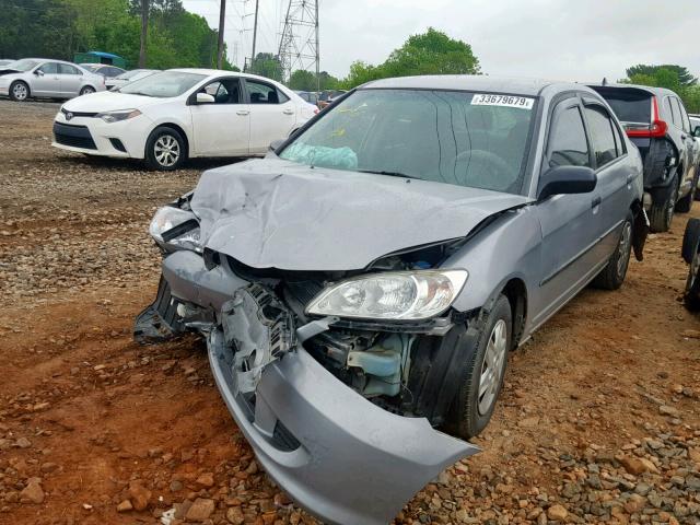 1HGES16355L029959 - 2005 HONDA CIVIC DX V SILVER photo 2