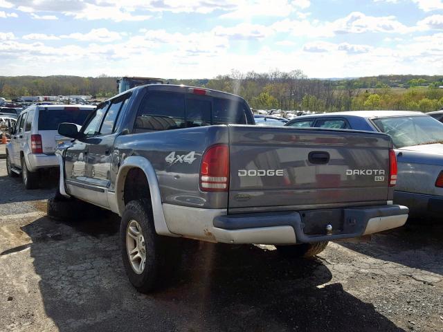 1D7HG48N14S510623 - 2004 DODGE DAKOTA QUA GRAY photo 3