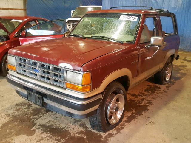 1FMCU14T5KUA46829 - 1989 FORD BRONCO II RED photo 2