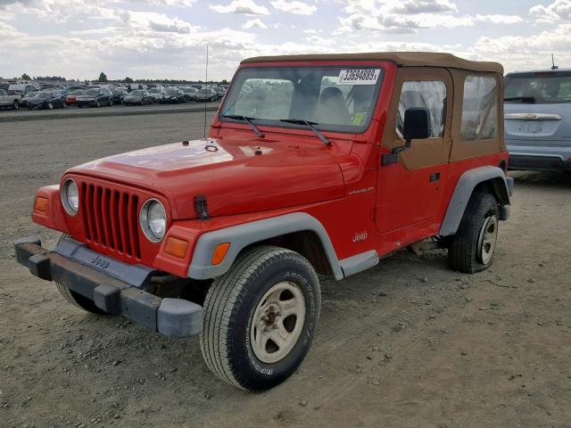 1J4FY29P9WP748321 - 1998 JEEP WRANGLER / RED photo 2