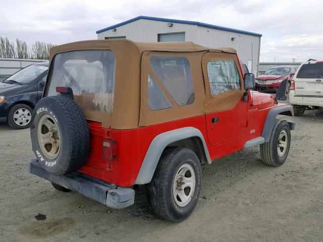 1J4FY29P9WP748321 - 1998 JEEP WRANGLER / RED photo 4