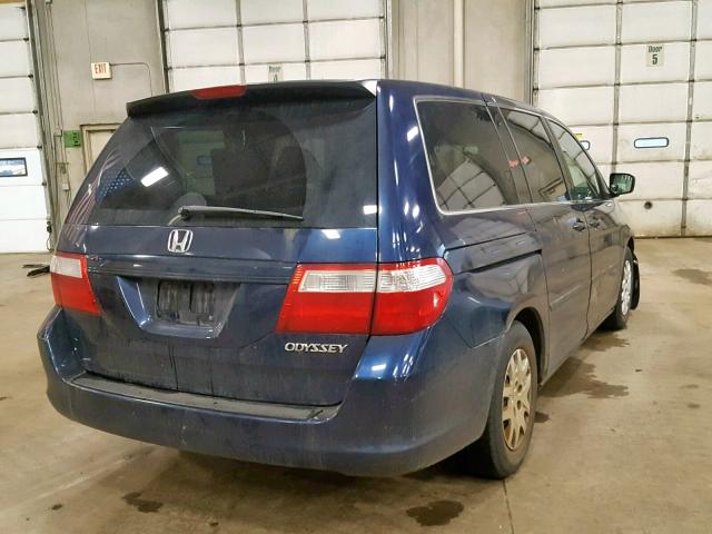 5FNRL38205B103028 - 2005 HONDA ODYSSEY LX BLUE photo 4