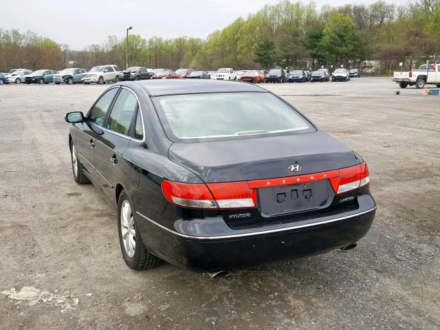 KMHFC46F47A178935 - 2007 HYUNDAI AZERA SE BLACK photo 3