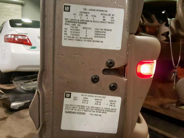 1G4HR54K91U282453 - 2001 BUICK LESABRE LI BROWN photo 10