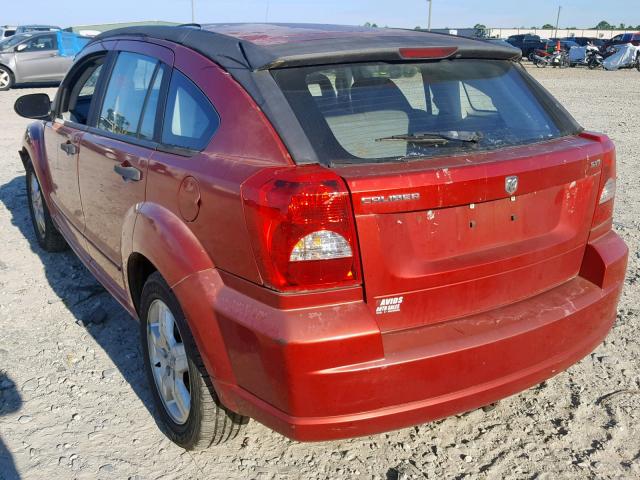 1B3HB48B07D588982 - 2007 DODGE CALIBER SX RED photo 3