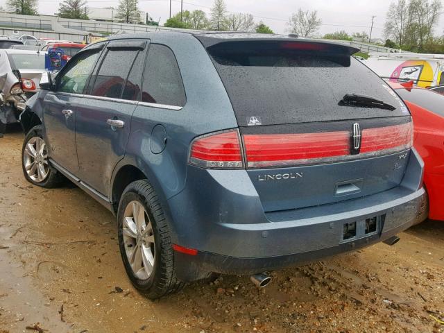 2LMDJ6JC7ABJ01501 - 2010 LINCOLN MKX BLUE photo 3