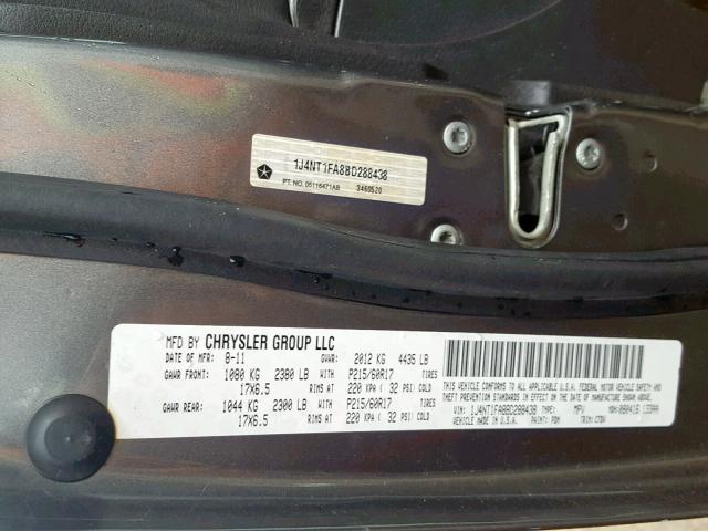 1J4NT1FA8BD288438 - 2011 JEEP COMPASS SP Сұр фото 10