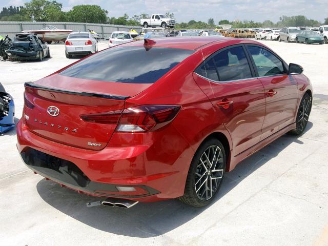 KMHD04LB3KU831487 - 2019 HYUNDAI ELANTRA SP RED photo 4