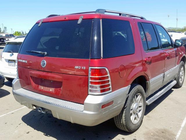 4M2ZU86W83ZJ51216 - 2003 MERCURY MOUNTAINEE RED photo 4