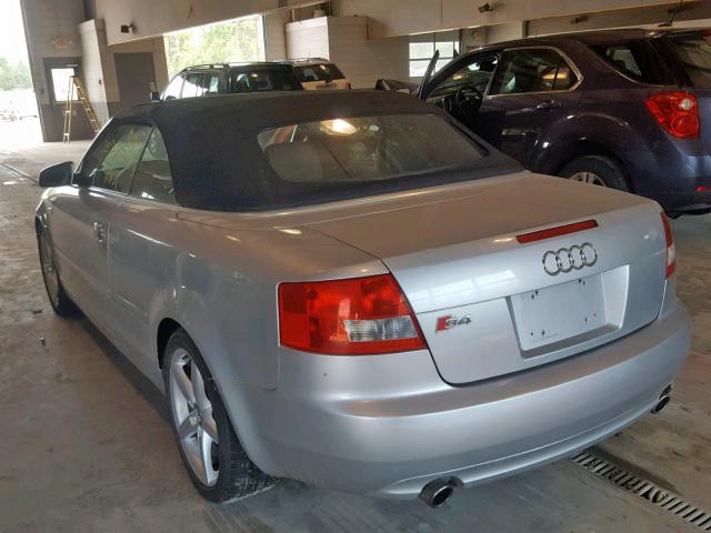 WUARL48H34K900789 - 2004 AUDI S4 QUATTRO SILVER photo 3