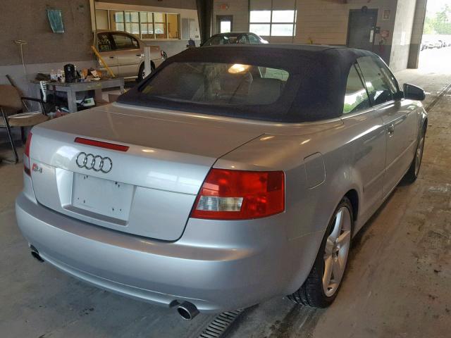 WUARL48H34K900789 - 2004 AUDI S4 QUATTRO SILVER photo 4