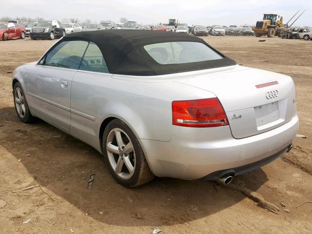 WAUDH48H77K021323 - 2007 AUDI A4 3.2 CAB SILVER photo 3