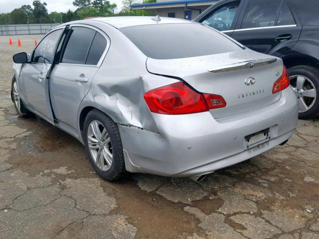 JN1CV6AP5DM724507 - 2013 INFINITI G37 BASE SILVER photo 3