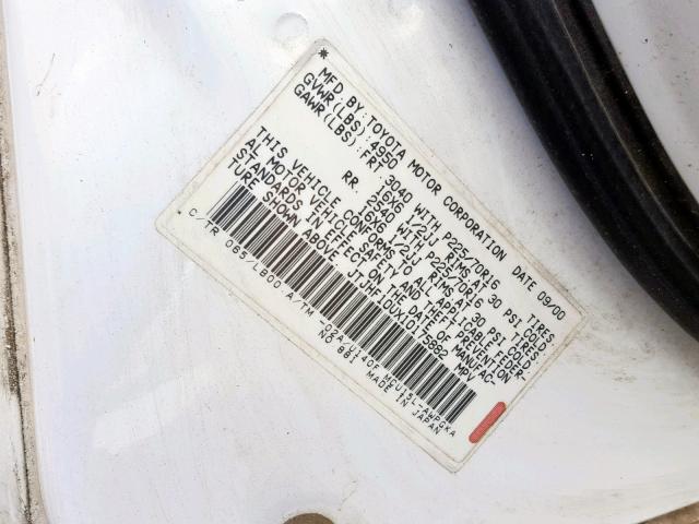 JTJHF10UX10175882 - 2001 LEXUS RX 300 WHITE photo 10