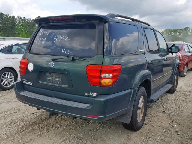 5TDZT38A72S135392 - 2002 TOYOTA SEQUOIA LI GREEN photo 4