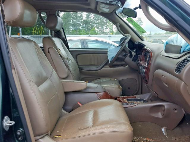 5TDZT38A72S135392 - 2002 TOYOTA SEQUOIA LI GREEN photo 5