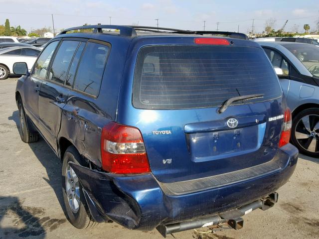 JTEGP21A260097204 - 2006 TOYOTA HIGHLANDER BLUE photo 3