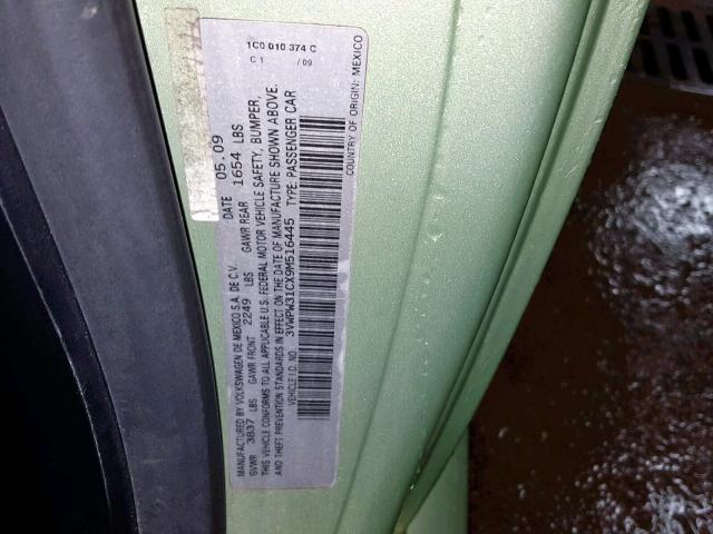 3VWPW31CX9M516445 - 2009 VOLKSWAGEN NEW BEETLE Yaşıl foto 10