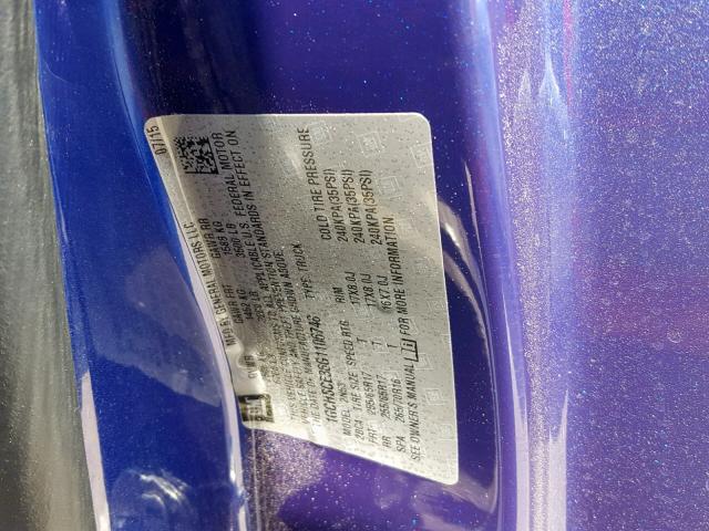 1GCHSCE36G1106748 - 2016 CHEVROLET COLORADO L BLUE photo 10