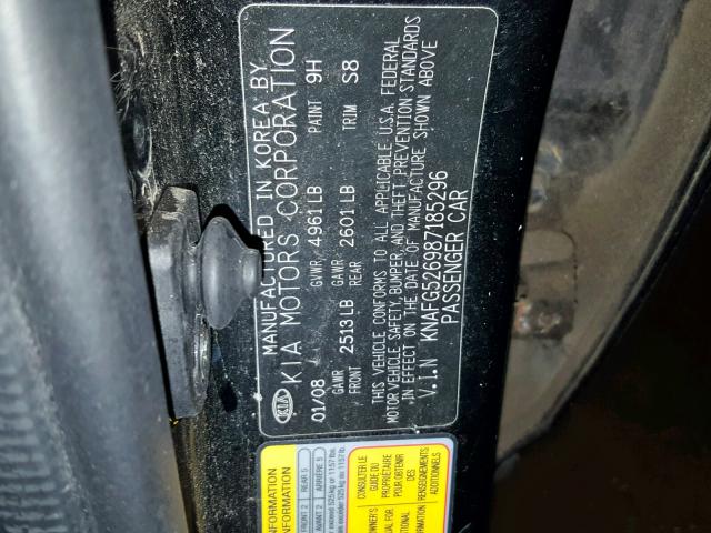 KNAFG526987185296 - 2008 KIA RONDO LX BLACK photo 10