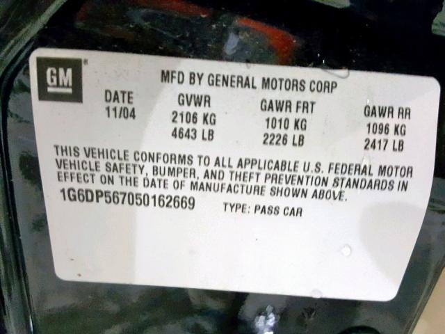 1G6DP567050162669 - 2005 CADILLAC CTS HI FEA BLACK photo 10