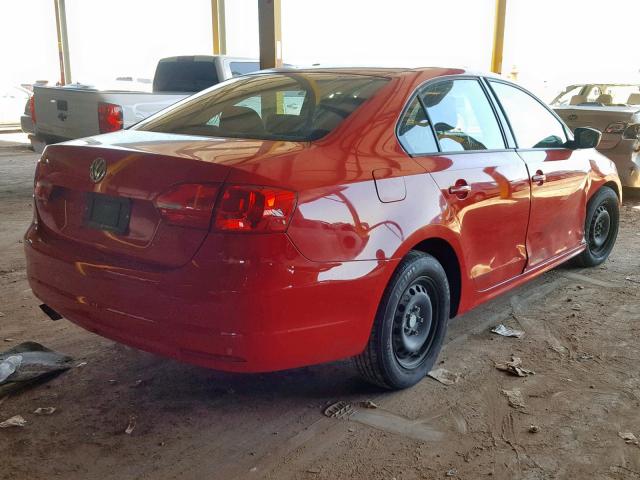 3VW2K7AJ2CM405861 - 2012 VOLKSWAGEN JETTA BASE RED photo 4