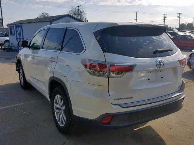 5TDZKRFH5FS066004 - 2015 TOYOTA HIGHLANDER WHITE photo 3