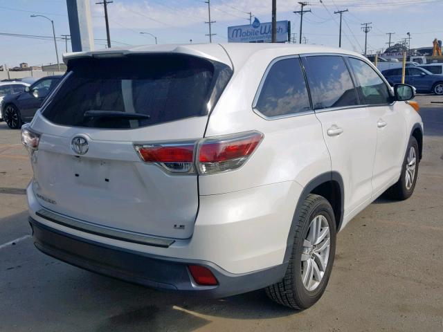 5TDZKRFH5FS066004 - 2015 TOYOTA HIGHLANDER WHITE photo 4