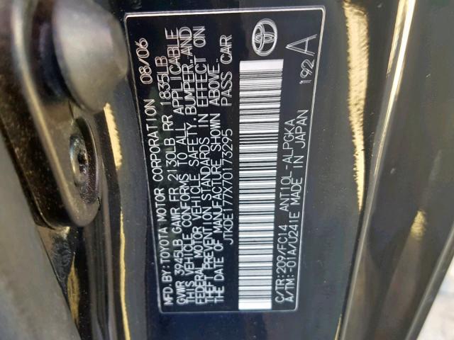 JTKDE177X70173295 - 2007 TOYOTA SCION TC 黑色 照片 10