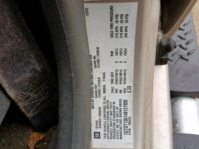 1GTDT136148121920 - 2004 GMC CANYON TAN photo 10