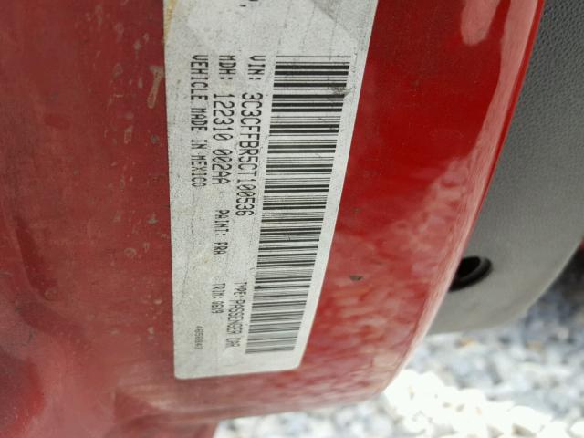 3C3CFFBR5CT100536 - 2012 FIAT 500 SPORT RED photo 10