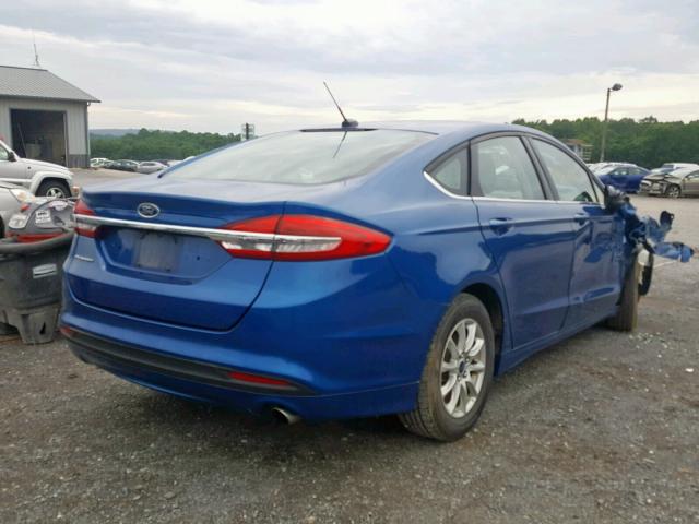 3FA6P0G72HR159385 - 2017 FORD FUSION S BLUE photo 4