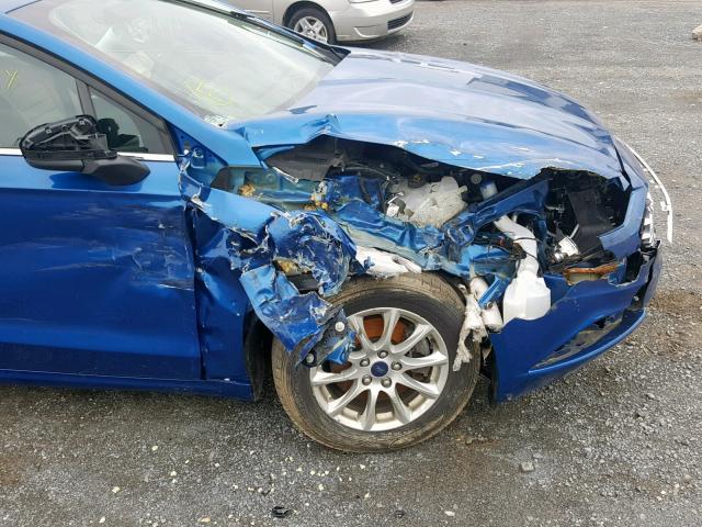 3FA6P0G72HR159385 - 2017 FORD FUSION S BLUE photo 9