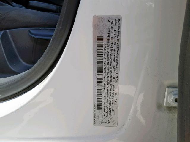 3VW2K7AJ7CM325830 - 2012 VOLKSWAGEN JETTA BASE WHITE photo 10