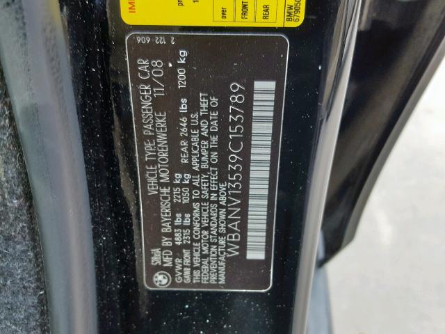 WBANV13539C153789 - 2009 BMW 528 XI BLACK photo 10