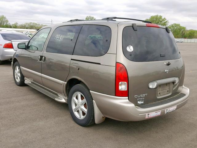 4N2ZN17T52D803278 - 2002 NISSAN QUEST GLE GOLD photo 3