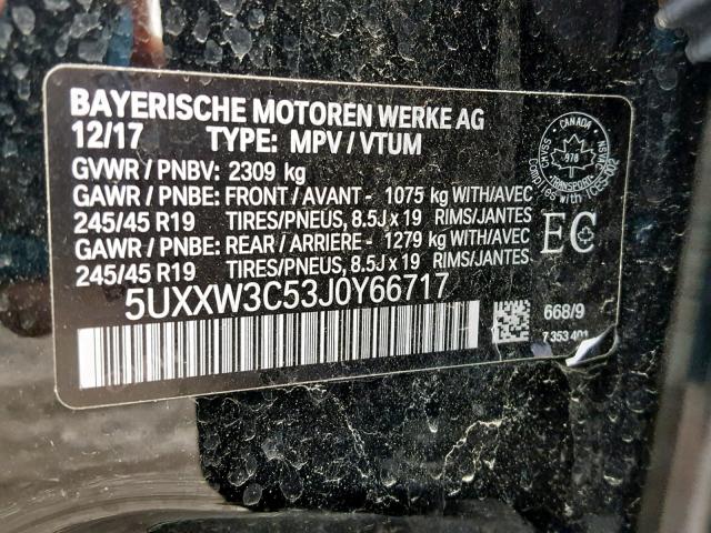 5UXXW3C53J0Y66717 - 2018 BMW X4 XDRIVE2 Черный фото 10