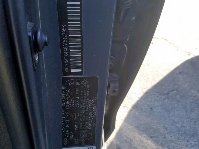 KNAFX4A88E5127958 - 2014 KIA FORTE EX BLUE photo 10