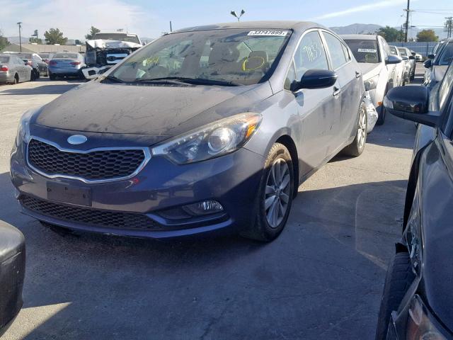 KNAFX4A88E5127958 - 2014 KIA FORTE EX BLUE photo 2