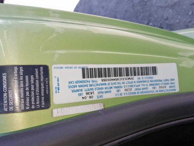 3VWCK31C45M400355 - 2005 VOLKSWAGEN NEW BEETLE Yaşıl foto 10