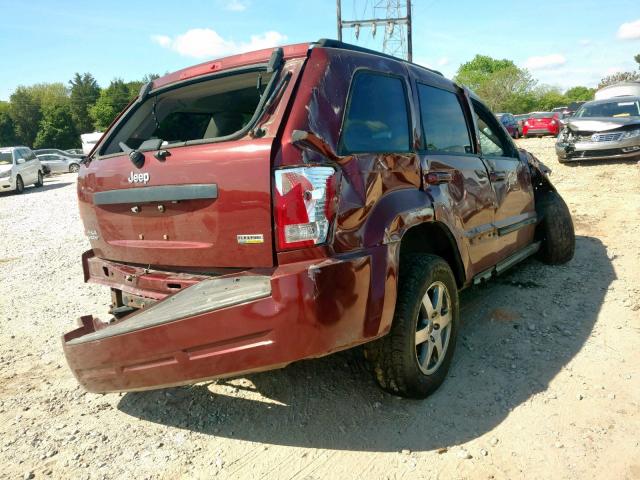 1J8HR48N68C169510 - 2008 JEEP GRAND CHER BURGUNDY photo 4