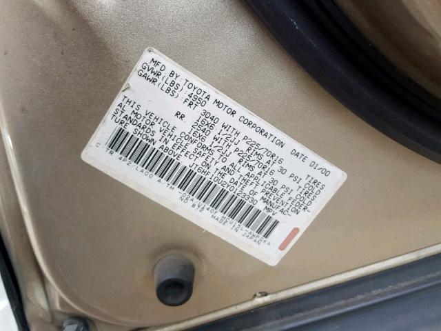 JT6HF10U2Y0123330 - 2000 LEXUS RX 300 GOLD photo 10