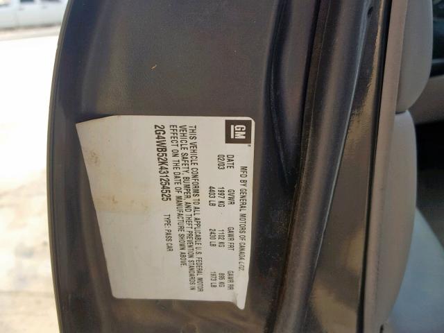 2G4WB52K431254525 - 2003 BUICK REGAL LS CHARCOAL photo 10